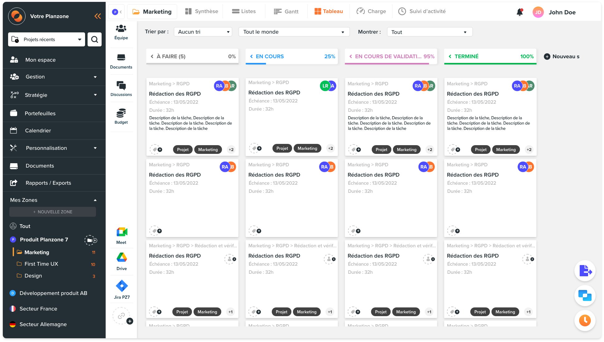 Kanban projet A Kanban projet A